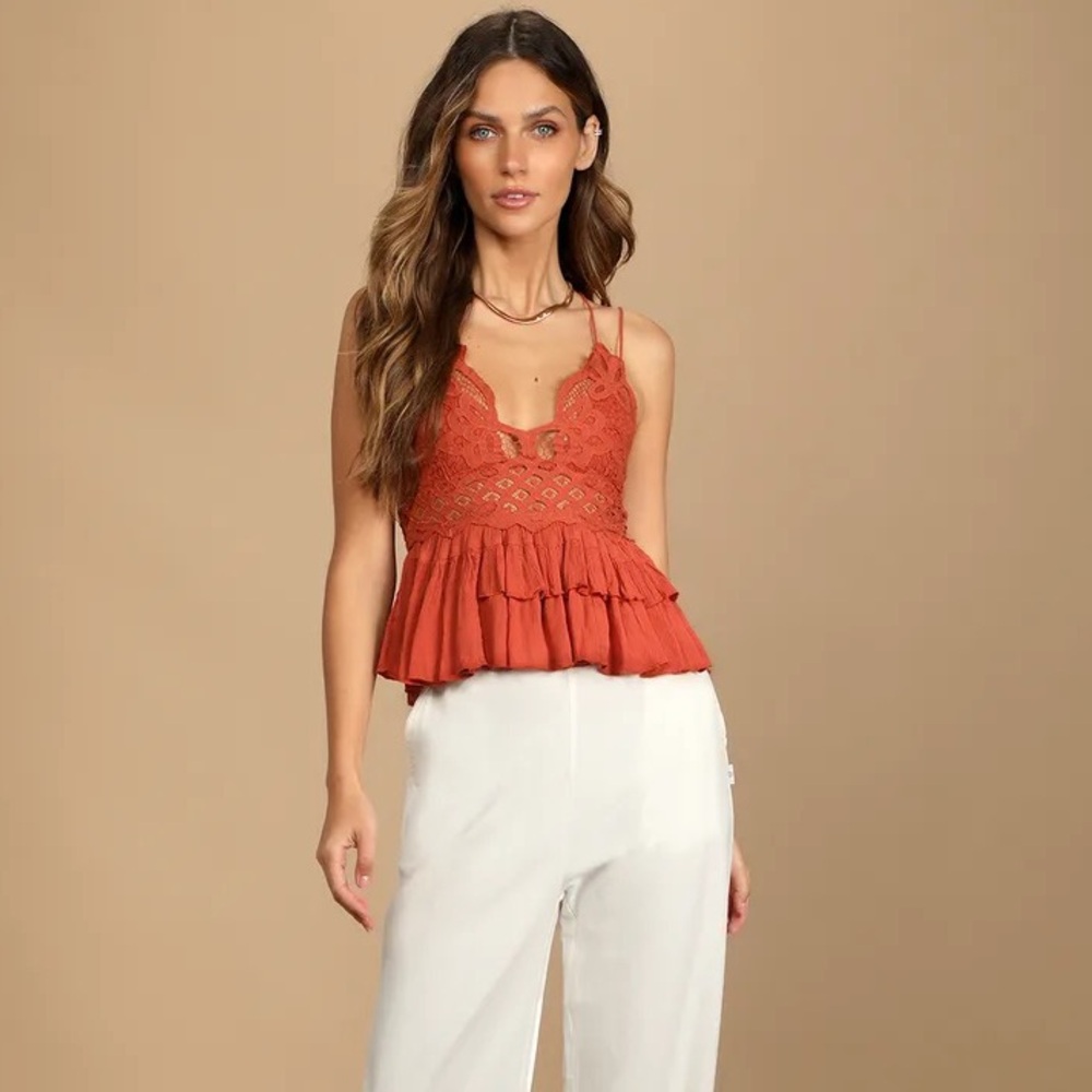 Free People Rust Lace Ruffle Cami Top - Picture 3 of 3